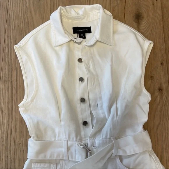 NWT Karen Millen Asymmetrical denim white dress - Picture 5 of 13